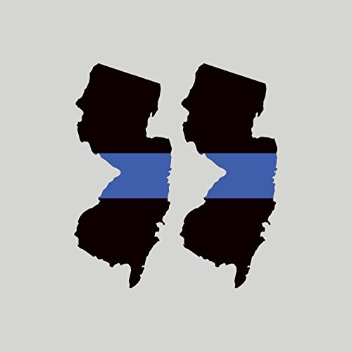 Two Pack New Jersey State Shaped Thin Blue Line Sticker Self Adhesive Vinyl Decal FA Graphix NJ V2