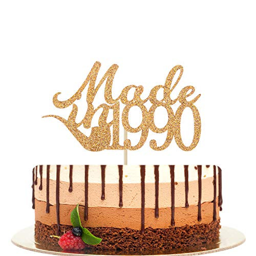 Made in 1990 Cake Topper Cheers to 30 Years Old Happy 30th Birthday Cake Decor 30th Anniversary-Wedding-Birthday Party Cake Decoration Supplies Gold Glitter- Made in 1990 Cake Topper Cheers to 30 Years Old Happy 30th Birthday Cake Decor 30th Anniversary-Wedding-Birthday Party Cake Decoration Supplies Gold Glitter-