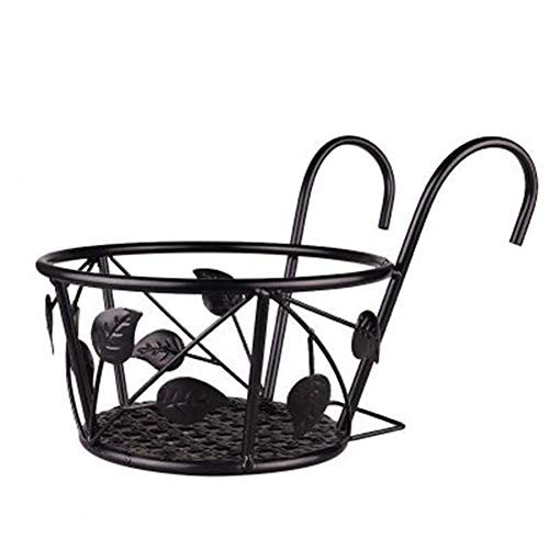 Yimeezuyu Hanging Railing Planter Iron Art Hanging Baskets Flower Pot Holder Hanger Over The Metal Fence Rail for Patio Balcony Porch or Fence Planters Assemble