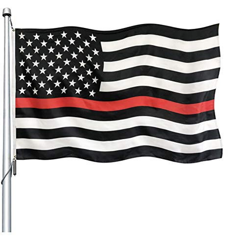 Gmeitoey Thin Red Line Firefighter American Flags- 3x5 ft Outdoor Red Lives Matter USA Honoring Law Enforcement Officers Memorial Flags Banners with 2 Grommets Black White Red