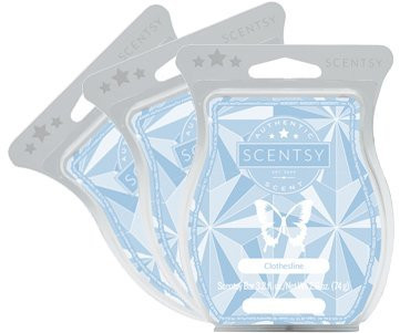 Scentsy, Clothesline, Wickless Candle Tart Warmer Wax 3.2 Oz Bar, (3) by Scentsy