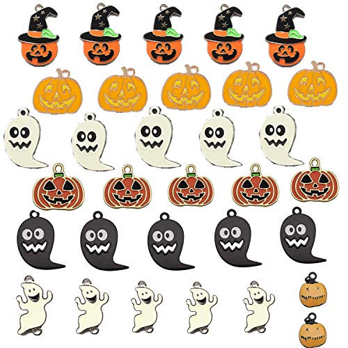 32 Pieces Halloween DIY Charms Alloy Charms Pendants  Halloween Decorations Charm Pendant for DIY Jewelry Making Necklace Bracelet Earring DIY Jewelry Accessories Charms