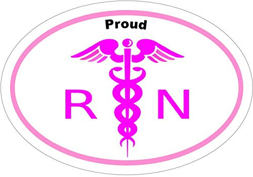 WickedGoodz Oval Pink and White Proud RN Nurse Vinyl Decal - Nurse Bumper Sticker - Nursing Pinning Graduate Gift