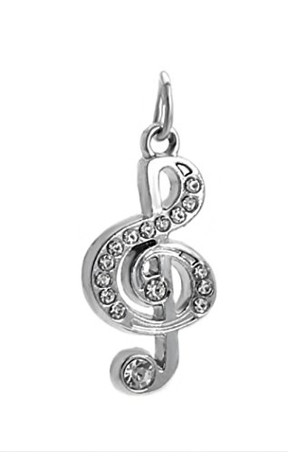 J M Dangle Music Note with Crystals Charm Bead for Bracelets
