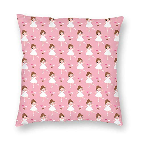 WAZHIJIA Decorative Throw Pillow Covers 18 X 18 Inch Cotton Linen Cushion Cover Square Pillow Cases for Car Sofa Home Decor Cartoon Dancing Girl Pink