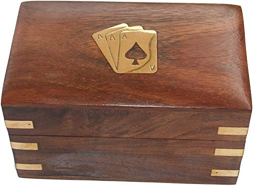 Nirvana Class Handcrafted Classic Wooden Playing Card Holder Deck Box Storage Case Organizer