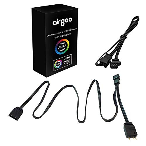 Airgoo 3-Pin ARGB Spliter  for ASUS Aura SYNC  MSI Mystic Light Sync Motherboard with 5v 3-pin argb Header  Include One Extension Cable