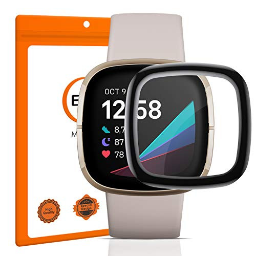 EZCO 4-Pack Screen Protector Compatible with Fitbit Sense-Versa 3  Waterproof 3D Full Coverage Screen Protector Covers Film Accessories for Sense-Versa 3 Smart Watch