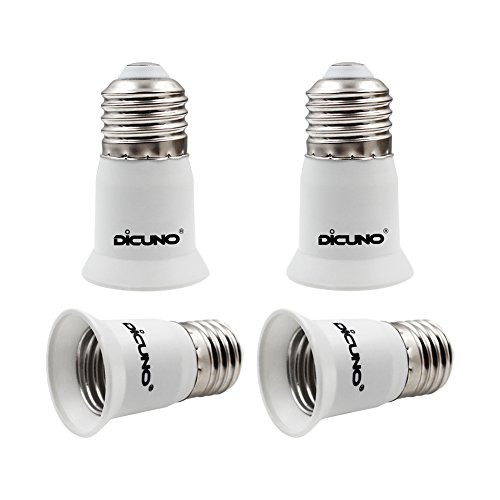 DiCUNO E26 to E26 3CM-1-2 Inch Socket Extender  E26 to E26 Lamp Bulb Socket Extension  Lamp Holder Adapter 4-Pack