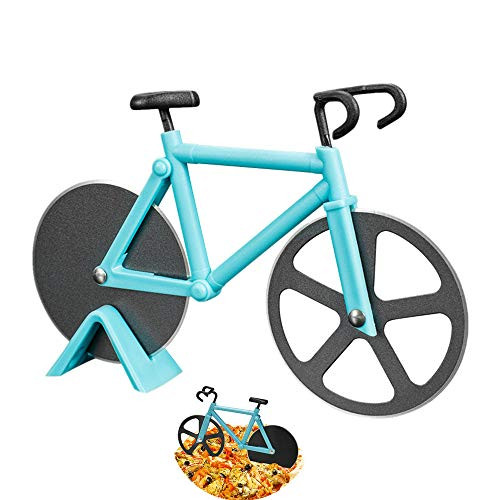 Bicycle Pizza Cutter Bike Pizza Slicer with Non-stick Stainless Steel Dual Cutting Wheels with a Stand for Bicycle and Pizza Lovers- Blue Bicycle Pizza Cutter Bike Pizza Slicer with Non-stick Stainless Steel Dual Cutting Wheels with a Stand for Bicycle and Pizza Lovers- Blue