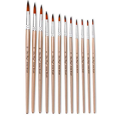 Round Watercolor Detail Paint Brushes 12 pcs Artist Watercolor Brushes Round Pointed Tip Paint Brushes Set for Watercolors Acrylics Inks Gouache Oil and Tempera Round Watercolor Detail Paint Brushes 12 pcs Artist Watercolor Brushes Round Pointed Tip Paint Brushes Set for Watercolors Acrylics Inks Gouache Oil and Tempera