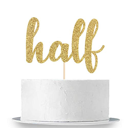 Half 1-2 Birthday Cake Topper Gold Glitter Baby 6 Months Cake Topper Half Anniversary Baby Shower Party Decorations Half 1-2 Birthday Cake Topper Gold Glitter Baby 6 Months Cake Topper Half Anniversary Baby Shower Party Decorations
