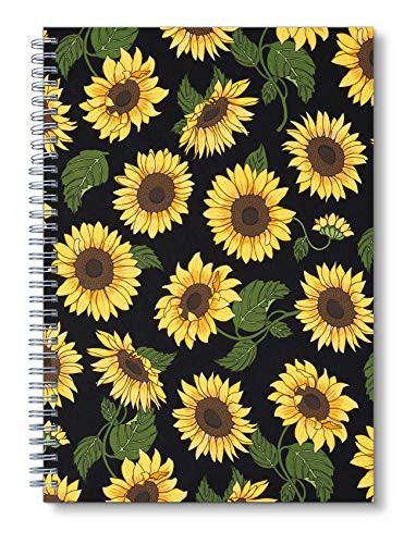 Sunflower Pattern - A5 Spiral Notebook - Ruled Notebook-Journal - Lined Journal - 5-83  X 8-27  Softcover Books - College Ruled Spiral Notebook-Journal - Rough Draft Mini Spiral Notebook