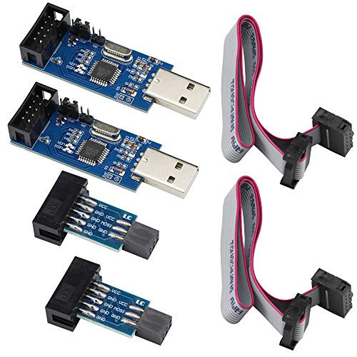 Ferwooh 2PCS USBASP ISP Downloader Programmer Microcontroller Module  10Pin to 6Pin Adapter Board for ATMEL 51 AVR