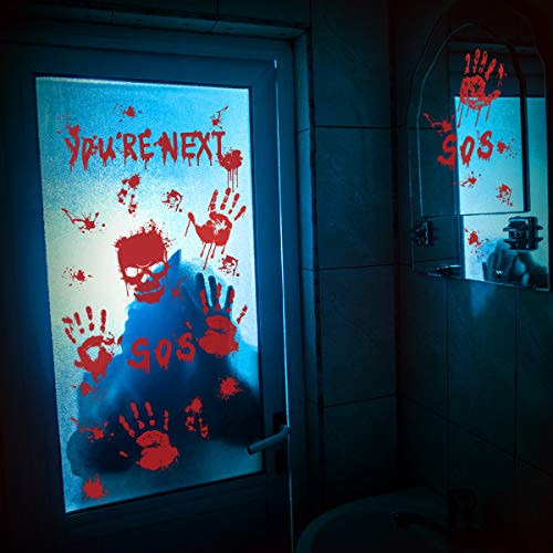 Horrible Halloween Bloody Handprint stickers Wall Window Door Home Decal Stickers Halloween Party Decoration Haunted House Prop
