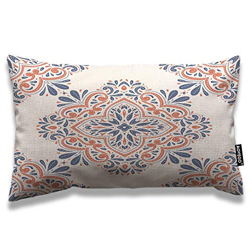 AOYEGO Mandala Throw Pillow Cover 12x20 Inch Aztec Blue Orange Vintage Paisley Ethnic Moroccan Flower Rectangle Pillow Cases Home Decorative Cotton Linen Cushion Cover for Bed Sofa AOYEGO Mandala Throw Pillow Cover 12x20 Inch Aztec Blue Orange Vintage Paisley Ethnic Moroccan Flower Rectangle Pillow Cases Home Decorative Cotton Linen Cushion Cover for Bed Sofa