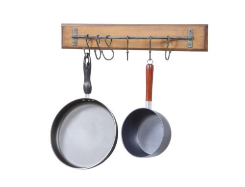 Creative Co-Op Wood Wall Decor with Six Metal Hooks