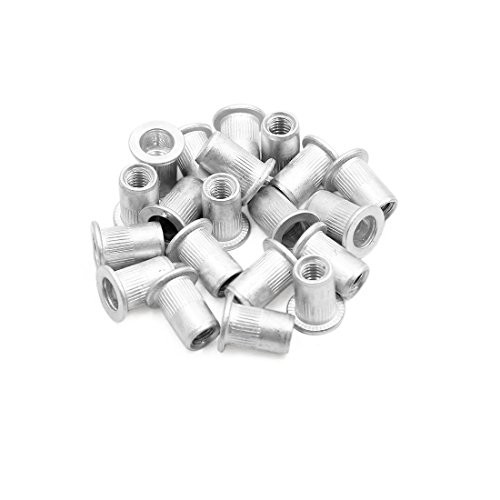 20pcs M6 Silver Tone Flat Head Rivet Nut Insert Nutsert for Car Vehicle