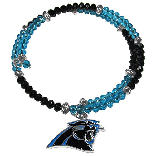 NFL Siskiyou Sports Womens Carolina Panthers Crystal Memory Wire Bracelet One Size Team Color