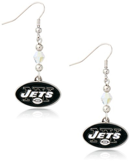 NFL Siskiyou Sports Womens New York Jets Crystal Dangle Earrings One Size Team Color NFL Siskiyou Sports Womens New York Jets Crystal Dangle Earrings One Size Team Color