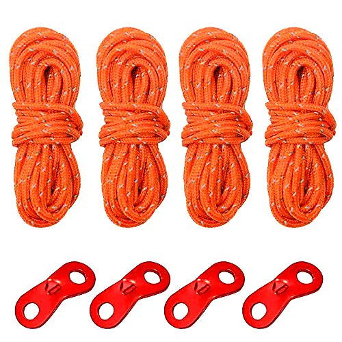 DPLUS Reflective Nylon Cord  Tent Guyline Rope for Camping Tent  Outdoor Packaging Orange