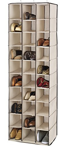 Whitmor Hanging Shoe Shelves - 30 Section - Closet Organizer - Canvas