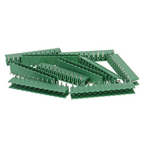 Fielect PCB Terminal Block 10Pcs 300V 15A 5-08mm Pitch 12P Flat Angle Needle Seat Insert-in PCB Terminal Block Connector Green