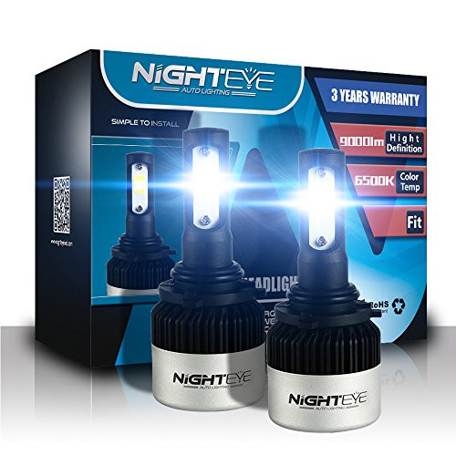 9006/HB4 LED Car Headlight Bulbs Conversion Kit,Nighteye-A315-S2 72W 9000LM Cool White CREE LED Automotive Driving Headlight Bulbs (Pack of 2)- 3 Year Warranty