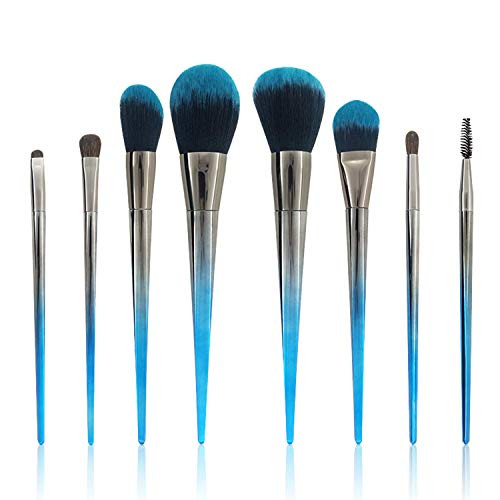 VICKYLEE Blue Makeup Brushes Set Professional Make Up Brush 8Pcs Premium Foundation Kabuki Powder Blush Eyeshadow Brushes VICKYLEE Blue Makeup Brushes Set Professional Make Up Brush 8Pcs Premium Foundation Kabuki Powder Blush Eyeshadow Brushes