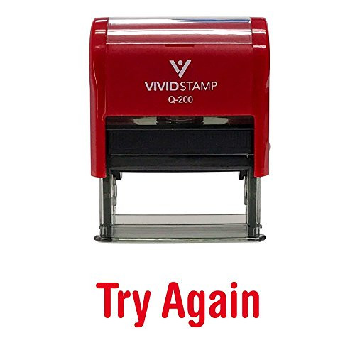 Try Again Self Inking Teacher Rubber Stamp Red Ink - Medium
