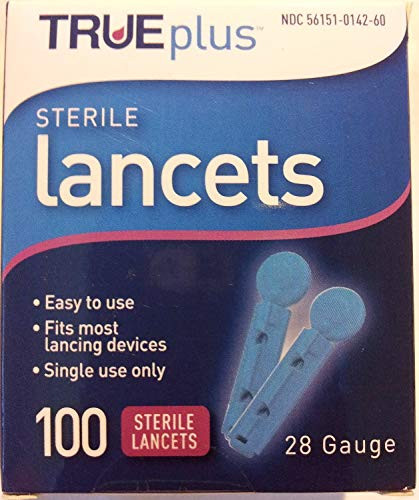 TRUEplus Sterile Lancets 28 gauge 100 Count Pack of 3
