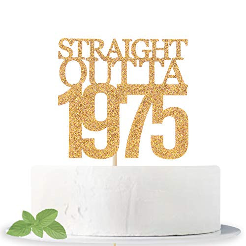 Gold Glitter Straight Outta 1975 Cake Topper - Cheers to 45th Years - 45 and Fabulous Cake Topper - 45th Birthday-Wedding Anniversary Party Sign Decorations Gold Glitter Straight Outta 1975 Cake Topper - Cheers to 45th Years - 45 and Fabulous Cake Topper - 45th Birthday-Wedding Anniversary Party Sign Decorations
