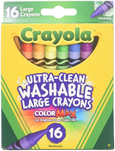 Crayola 52-3281 Large Washable Crayons Assorted Colors 16 Count