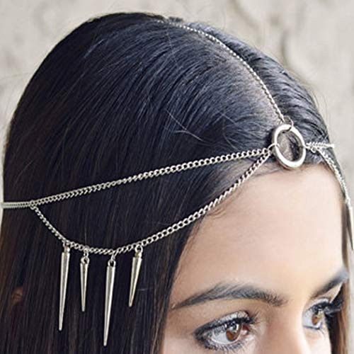 Bmadge Boho Spike Head Chain Jewelry Silver Circle Layering Headpieces Dainty Tassel Hair Accessories for Women and Girls Silver Bmadge Boho Spike Head Chain Jewelry Silver Circle Layering Headpieces Dainty Tassel Hair Accessories for Women and Girls Silver