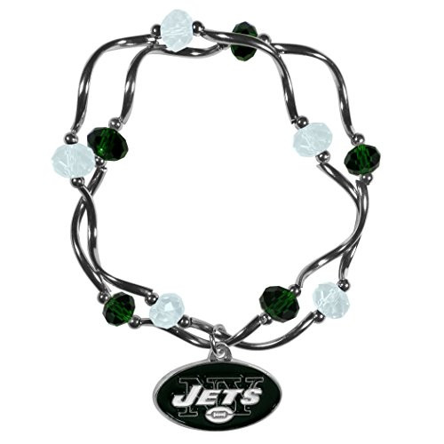 NFL Siskiyou Sports Womens New York Jets Crystal Bead Bracelet One Size Team Color NFL Siskiyou Sports Womens New York Jets Crystal Bead Bracelet One Size Team Color
