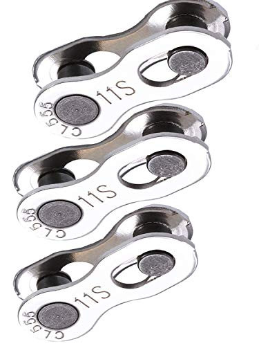 JAMEGIO Janegio 3 Pairs Bicycle Missing Link Connector Link 11 Speed Chain Reusable Steel Bike Chain Link Silver