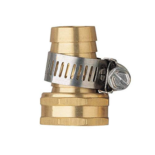 Hanobo 2 Pack Brass 3-4 Inch Female Thread Garden Hose Connectors Repair Mender with Clamps