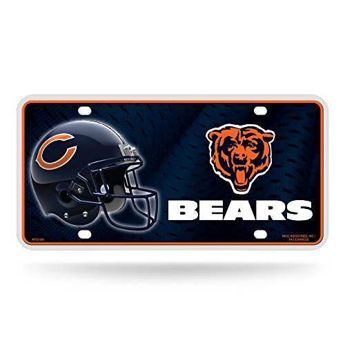 NFL Rico Industries Metal License Plate Tag Chicago Bears Team Color 6 x 11-5-inches NFL Rico Industries Metal License Plate Tag Chicago Bears Team Color 6 x 11-5-inches