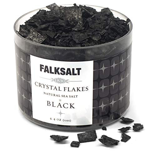 FALKSALT Mediterranean Sea Salt Flakes 4-4oz - 9 Flavors - Comparable to Maldon Great for Meat Poultry Seafood Pasta and Veggies- Use as a Premium Finishing Salt Black FALKSALT Mediterranean Sea Salt Flakes 4-4oz - 9 Flavors - Comparable to Maldon Great for Meat Poultry Seafood Pasta and Veggies- Use as a Premium Finishing Salt Black