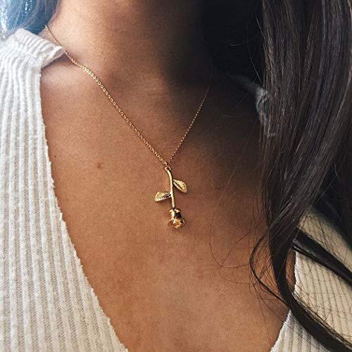 Jovono Rose Pendant Necklaces Dainty Necklace Chain Jewelry for Women and Girls Gold Jovono Rose Pendant Necklaces Dainty Necklace Chain Jewelry for Women and Girls Gold