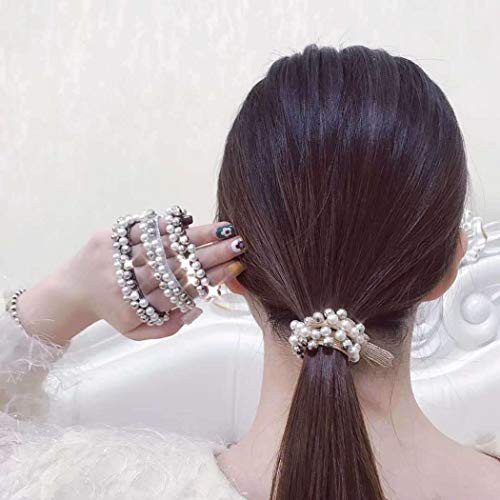 Obmyec Elastic Hair Ties Pearl Hair Scrunchies Hair Bands Ponytail Holder Hair Accessories for Women and Girls 8pcs Obmyec Elastic Hair Ties Pearl Hair Scrunchies Hair Bands Ponytail Holder Hair Accessories for Women and Girls 8pcs