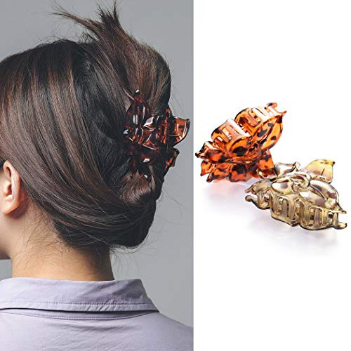 JONKY Brown Hair Claws Tortoiseshell Butterfly Hair Clips Barrettes Non Slip Styling Clips Set Hair Accessory for Women and Girls ?2 PCS?