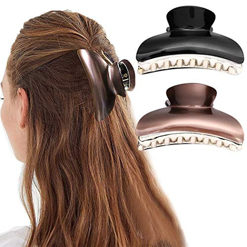 Chennie Plastic Plain Color Acrylic Hair Clip Hair Claw Clips Non Slip Hairpins Hair Clip Clamps Styling Accessories for Women Girls 2 Pack