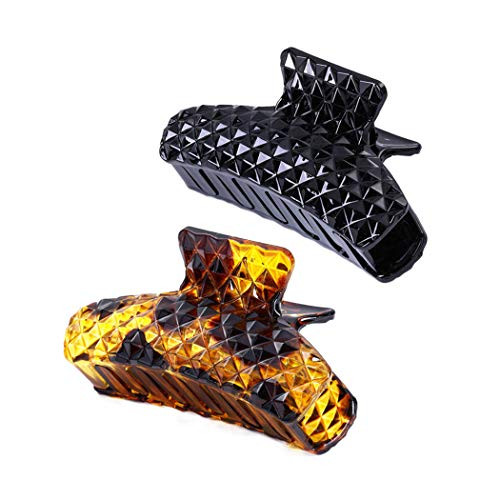 Chennie 2PCS Hair Claw Banana Clips tortoise Barrettes Celluloid Leopard print Large Non-slip Hairpins Fashion Hair Accessories for Women Girls
