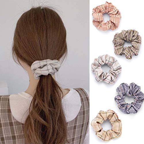Kakaco Chiffon Hair Scrunchies Pink Elastic Hair Ties Bands Bobbles Hair Ropes Scrunchy Ponytail Holder Hair Accessories for Women and GirlsPack of 5