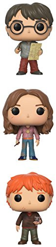 Funko Pop Series 4-Harry Potter w/Marauders Map, Hermione w/Time Turner, Ron Weasley with Scabbers Collectible Set
