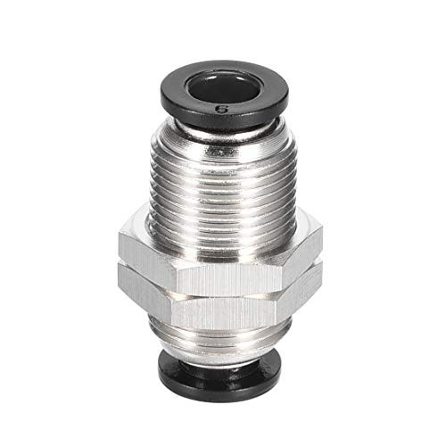 uxcell Straight Pneumatic Push to Quick Connect Fittings Bulkhead Union 6mm Tube OD X 6mm Tube OD