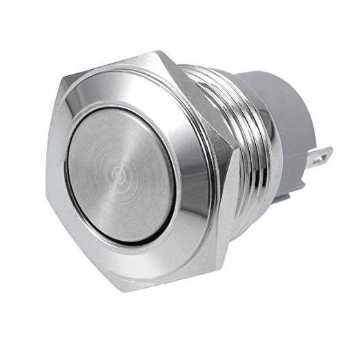 uxcell Latching Metal Push Button Switch 16mm Mounting Dia 3A SPST 1NO 2 Terminals