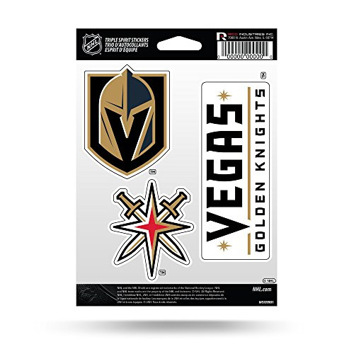 NHL Rico Industries Die Cut 3-Piece Triple Spirit Sticker Sheet Vegas Golden Knights NHL Rico Industries Die Cut 3-Piece Triple Spirit Sticker Sheet Vegas Golden Knights
