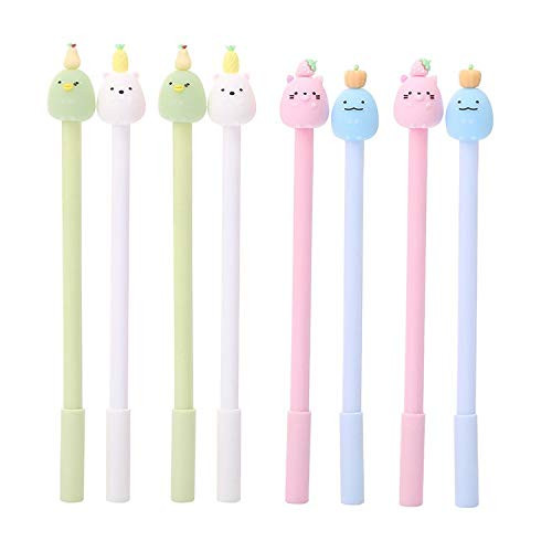 Cartoon Animal Fruit Creative Expression Gel Ink Pen Cute Kawaii Pen Black Writing Pens Black Ink Gel Pen Party Gift Gel Ink Pens Funny School Stationery Office Supplies8PCS